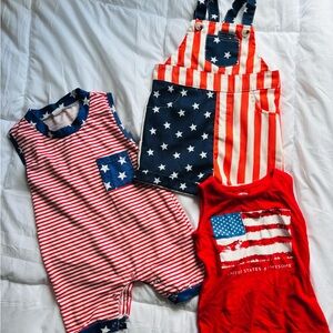 Patriotic Baby Romper and Overalls Set